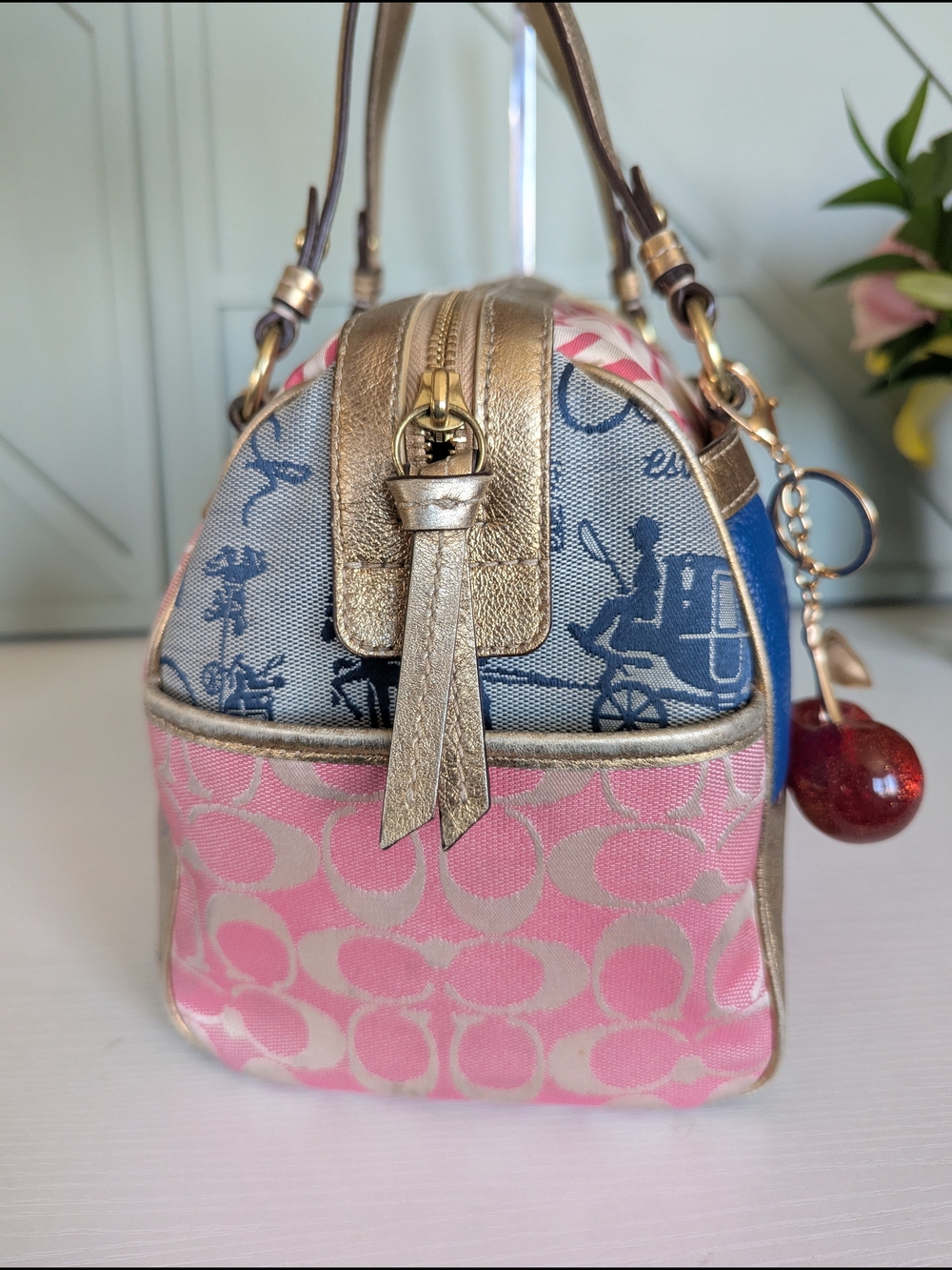 Vintage Y2K-era Coach Pink Gold Patchwork Satchel (Style Numbe - Picture 6 of 14